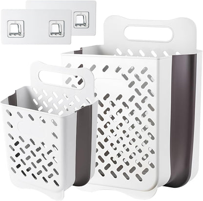 Plastic Collapsible Hanging Laundry Baskets with Carry Handle, Space-Saving Wall Hanging Laundry
