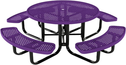 Coated Outdoor Furniture Heavy-Duty Portable Outdoor Kids Table with Umbrella Hole, Punched Steel