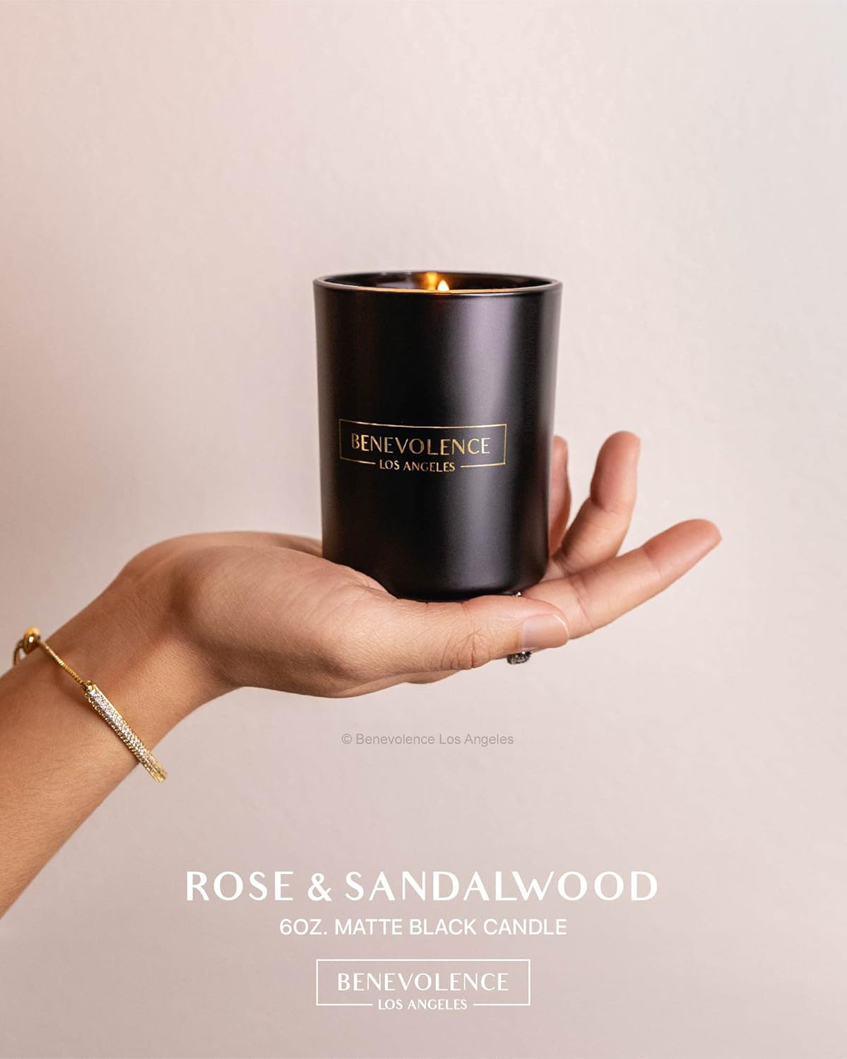 Benevolence LA Clearance Candles Rose & Sandalwood Scented Candle | Soy Candles, Black Candle for