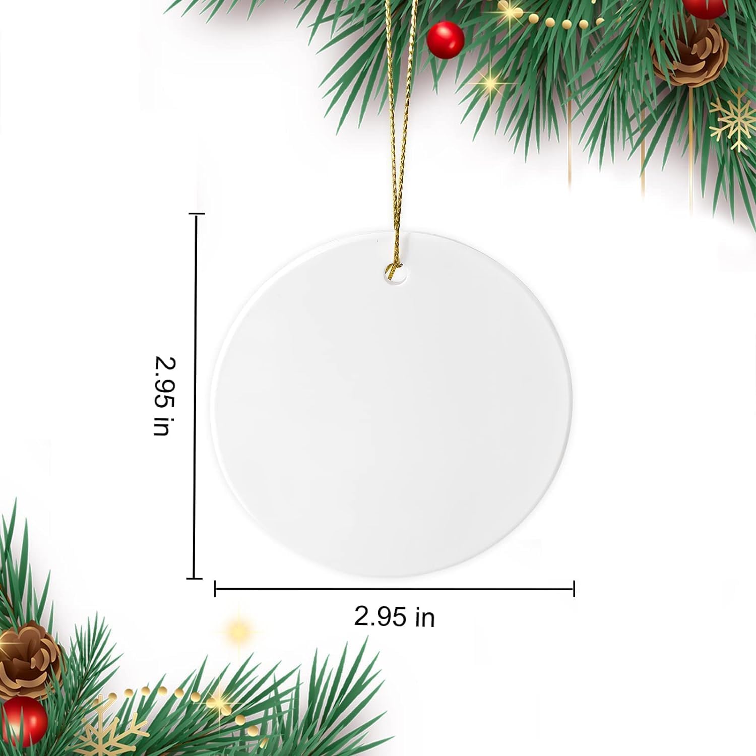 Sublimation Ceramic Ornaments - Bulk White Round Porcelain Ornament Blanks for Heat Press Printing