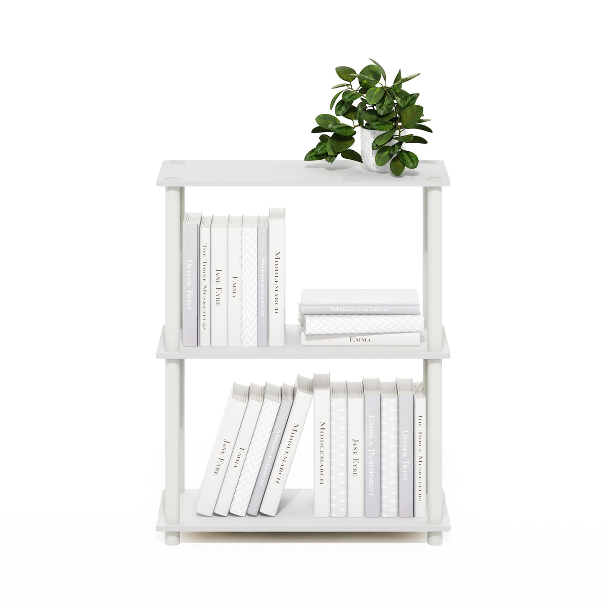Furinno Turn-N-Tube Storage Shelves, 3-Tier Book Shelf, Corner Shelf, Toolless Open Shelves, for