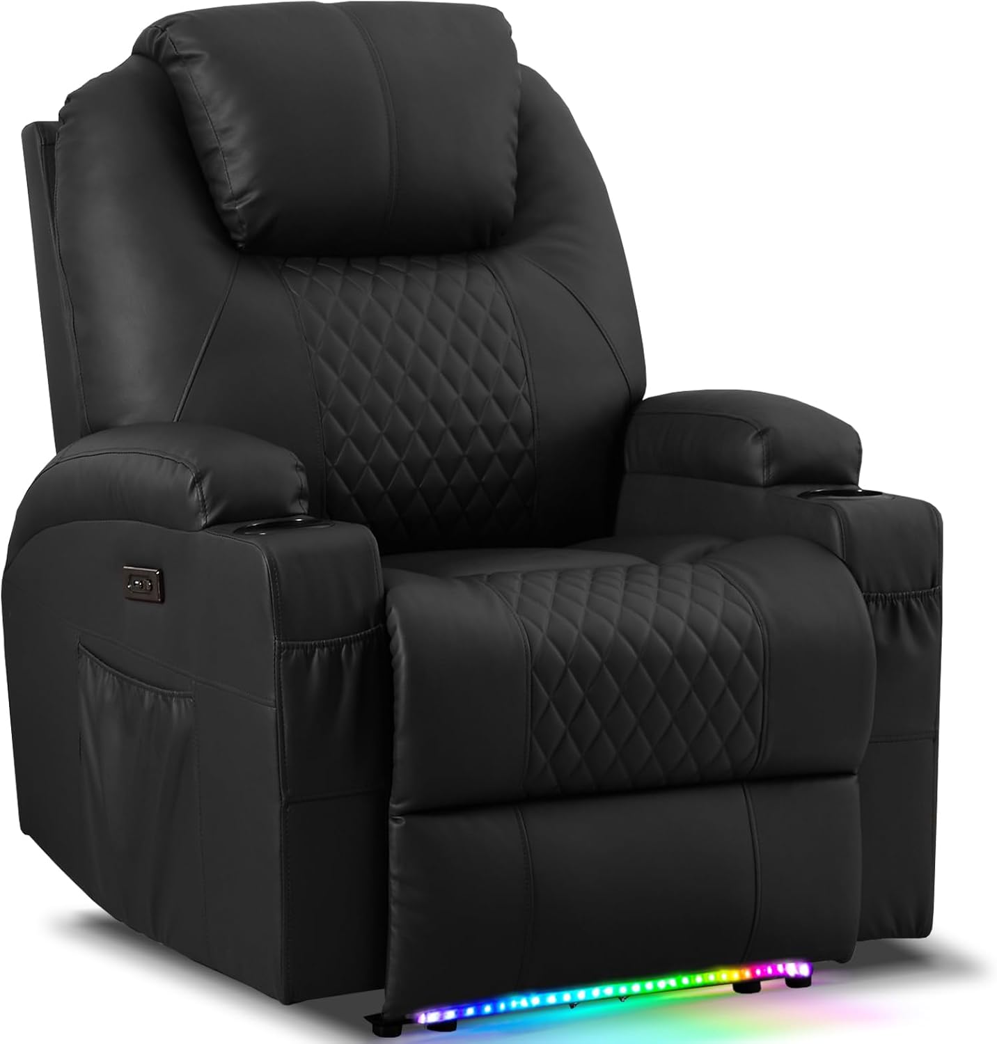 AHMED Power Recliner Chair with Vibration Massage & Heat for Adults, Faux Leather Home Theater