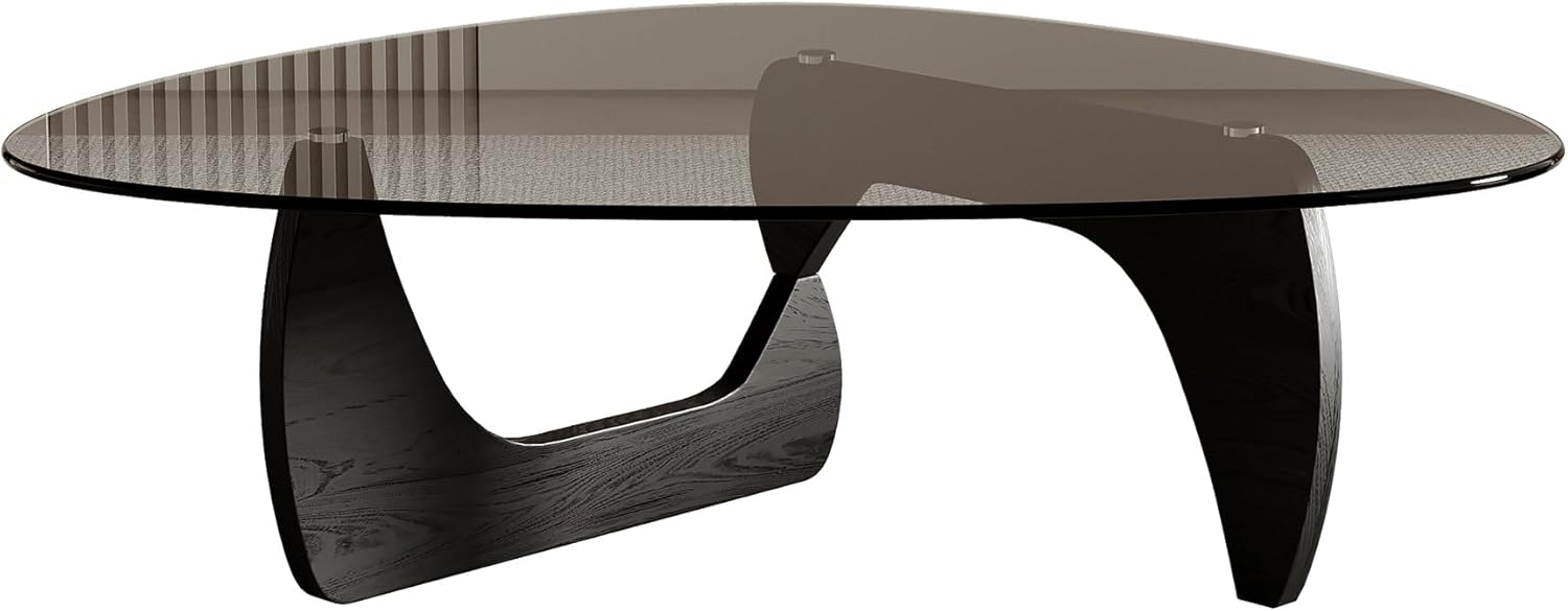 Honyee Morden Coffee Table, 42.5" x 28.5" x 16.1" Triangle Tempered Glass Top for Living Room