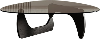 Honyee Morden Coffee Table, 42.5" x 28.5" x 16.1" Triangle Tempered Glass Top for Living Room