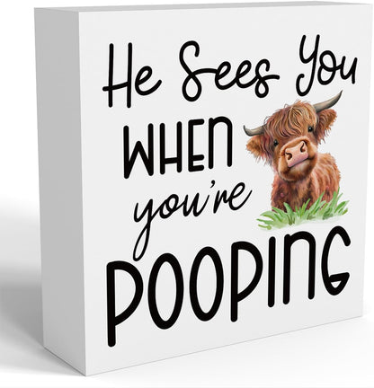 Funny Highland Cow Bathroom Decor Are You Pooping Sign Highland Cow Gifts for Women Highland Cow