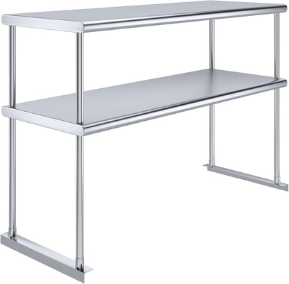 AmGood Stainless Steel Double-Tier Shelf | Work Table Overshelf | NSF Certified | Fits Over Tables