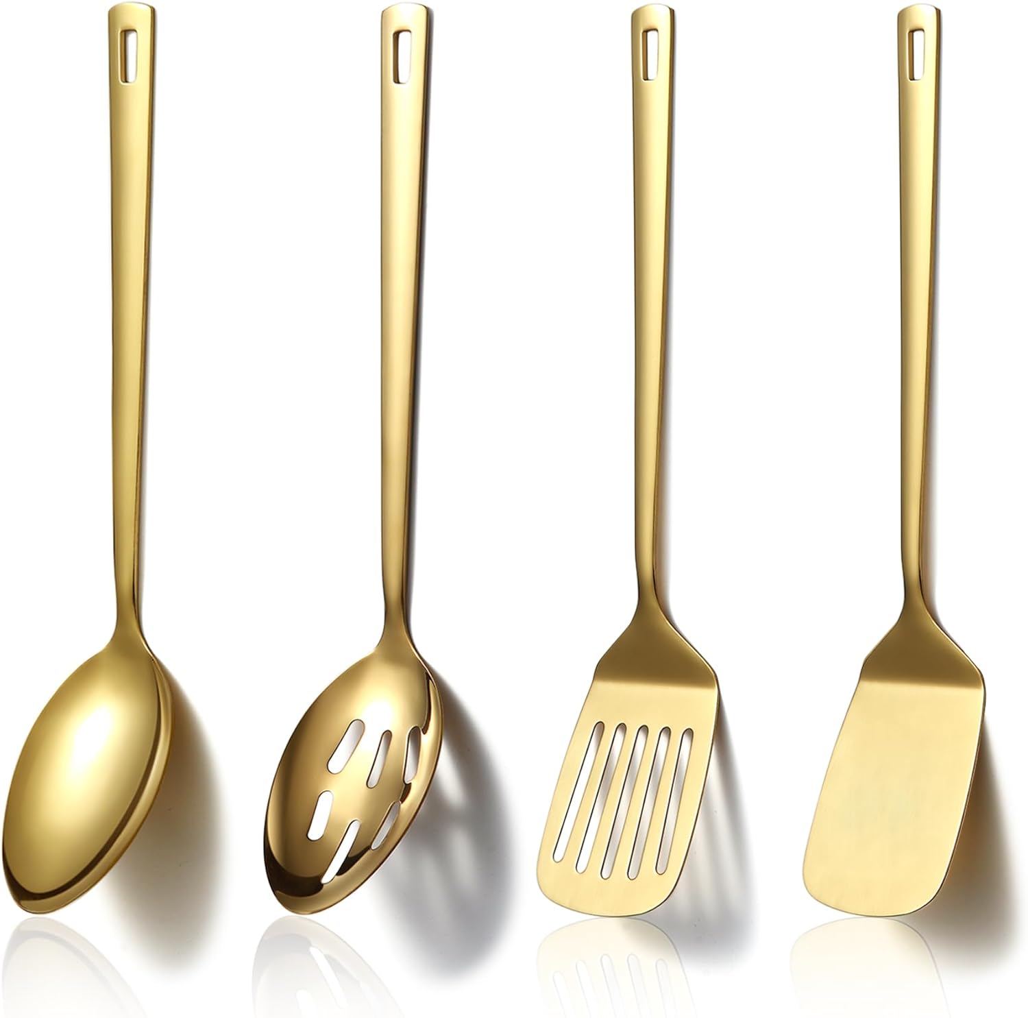 Homquen Gold Kitchen Utensils Set 4pcs, Titanium Gold Plating Stainless Steel Cooking Utensils Set