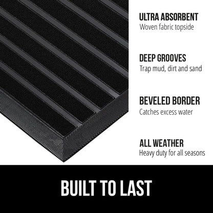 GORILLA GRIP 100% Waterproof All-Season WeatherMax Doormat US Designed Natural Rubber, Stain and