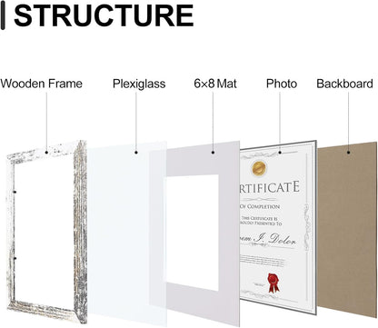 Vittanly 8.5x11 Picture Frames Set of 9, Shatter Resistant Plexiglass, Display 6x8 Pictures with
