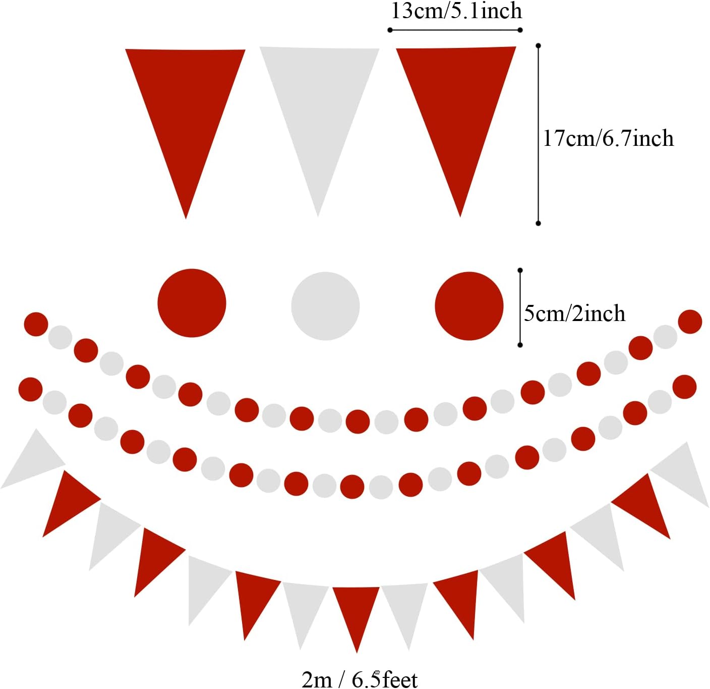 ZERODECO Party Decoration, 21 Pcs Red Hanging Paper Fans Pom Poms Flowers, Garlands String and