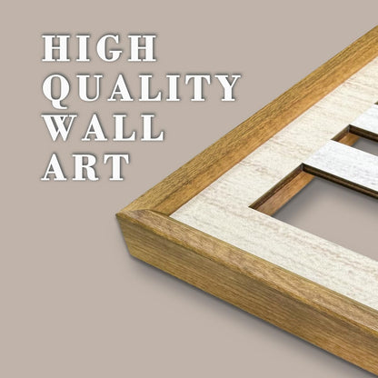 IARTTOP Large Boho Wood Wall Art Framed Mid-century Modern Wooden Wall Decor Set of 3 Green