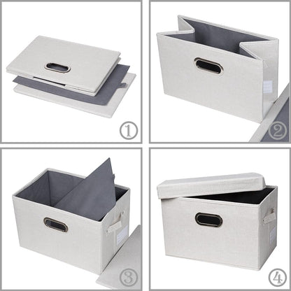 PRANDOM Large Collapsible Storage Bins with Lids [3-Pack] Fabric Foldable Storage Boxes Organizer
