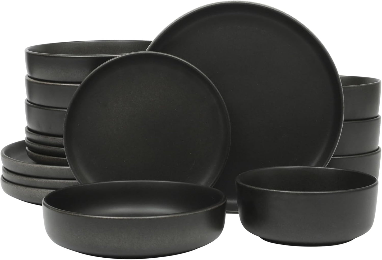 Gibson Elite Pasco 16 Piece (Service for 4) Plates and Bowls Double Bowl Reactive Glaze Dishes