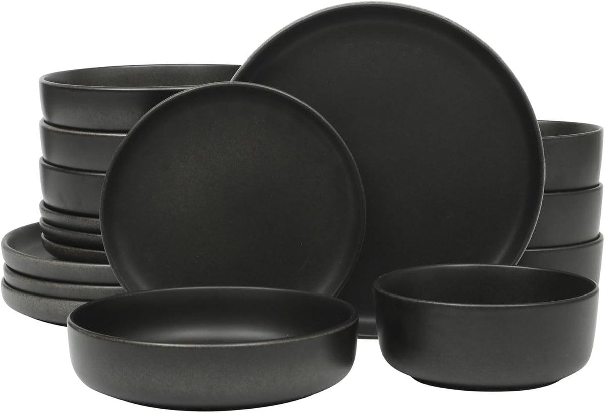 Gibson Elite Pasco 16 Piece (Service for 4) Plates and Bowls Double Bowl Reactive Glaze Dishes