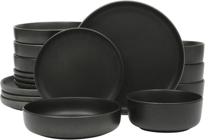 Gibson Elite Pasco 16 Piece (Service for 4) Plates and Bowls Double Bowl Reactive Glaze Dishes