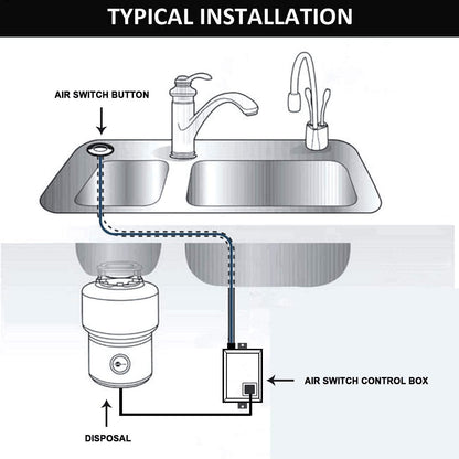 Garbage Disposal Air Switch Kit for SinkTop Waste Disposal with Stainless Steel Black Long Air
