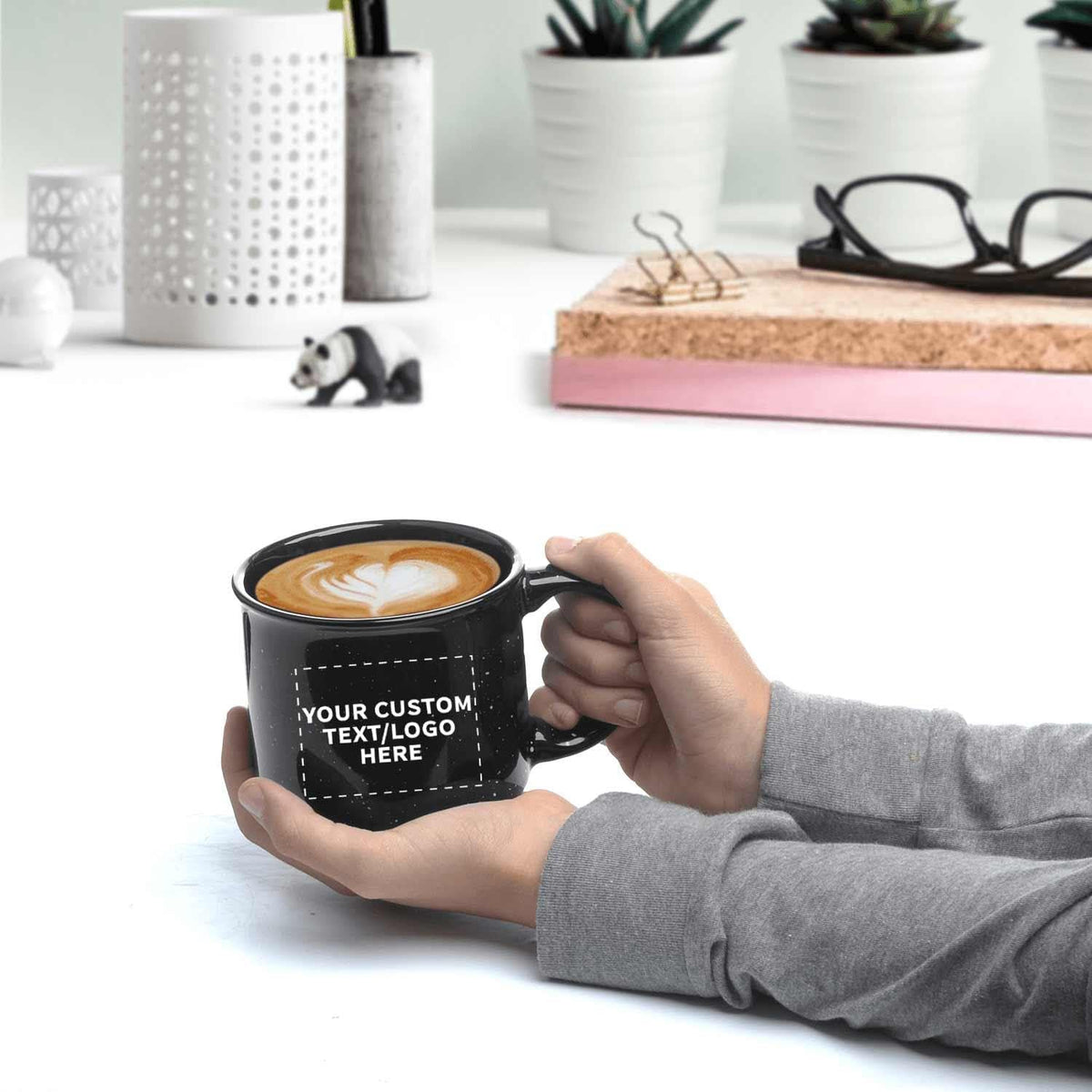 DISCOUNT PROMOS Custom Ceramic Campfire Coffee Mugs 13 oz. Set of 1, Personalized Bulk Pack