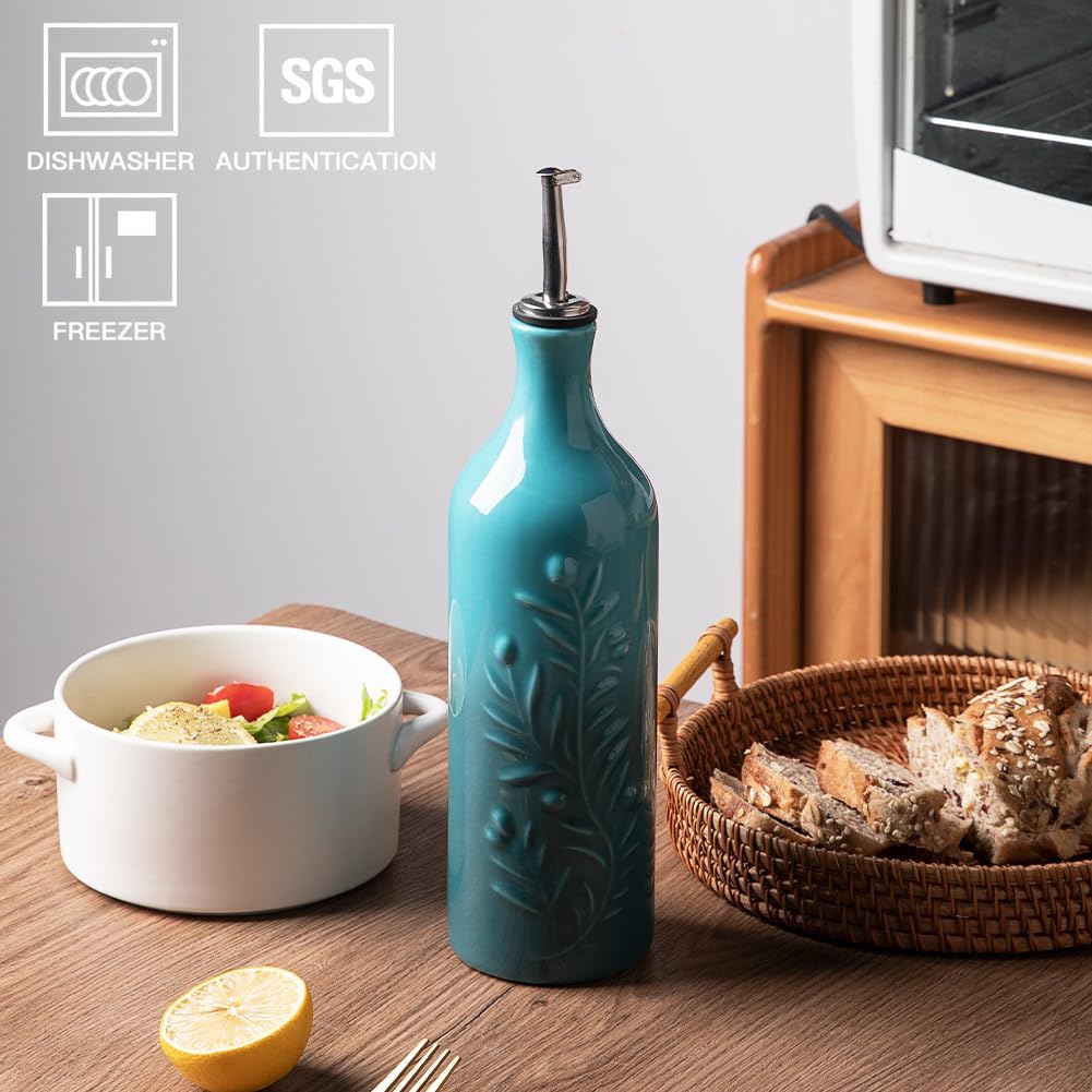 Sweejar Large Olive Oil Dispenser Bottle with Spout, 24 Oz Ceramic Oil Dispenser for Kitchen
