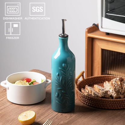 Sweejar Large Olive Oil Dispenser Bottle with Spout, 24 Oz Ceramic Oil Dispenser for Kitchen
