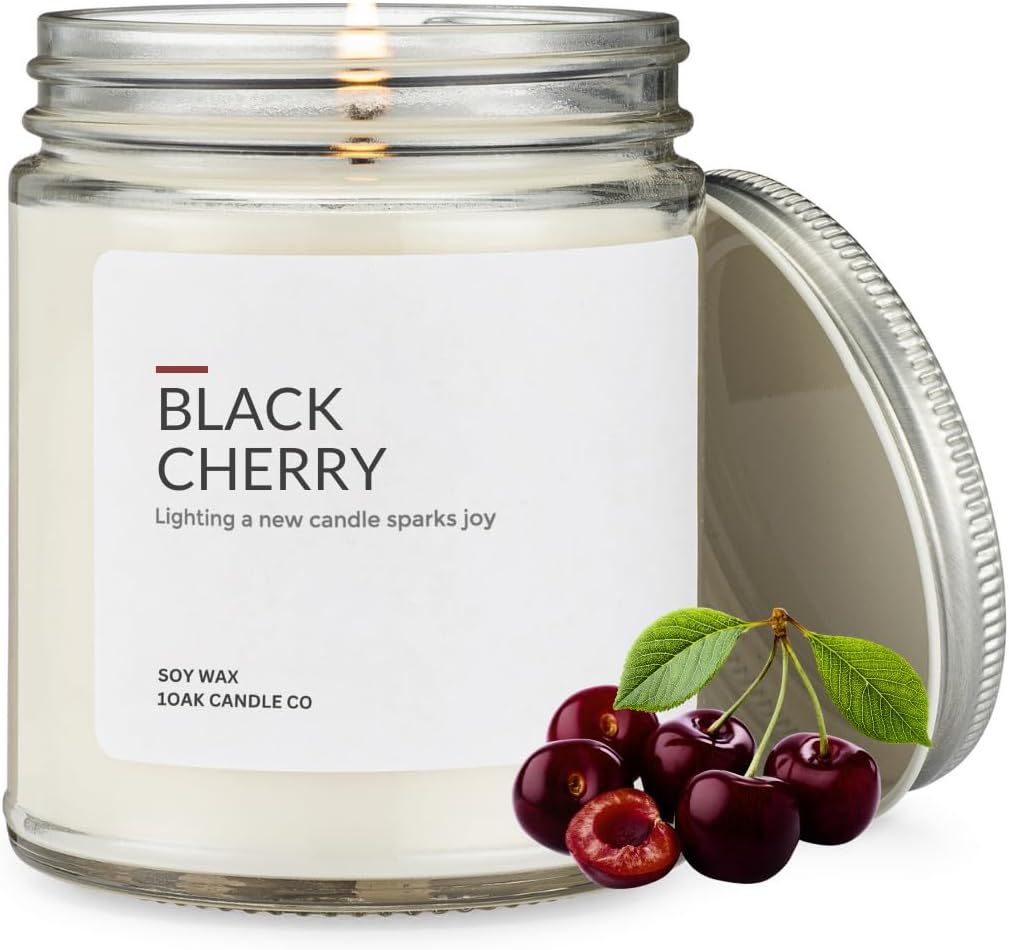 1OAK Soy Wax Scented Candles (Black Cherry) - Black Cherry Candle - Soy Candles for Home Scented
