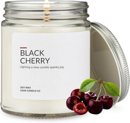 1OAK Soy Wax Scented Candles (Black Cherry) - Black Cherry Candle - Soy Candles for Home Scented