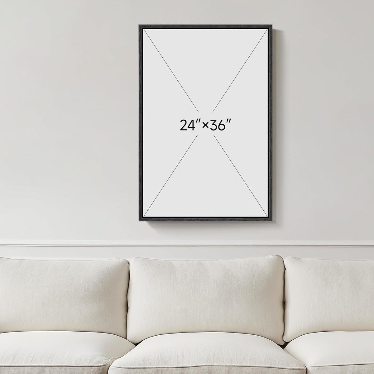 Framed Green Abstract Canvas Wall Art, Modern Art Prints Paintings Artwork for Walls, Minimalist