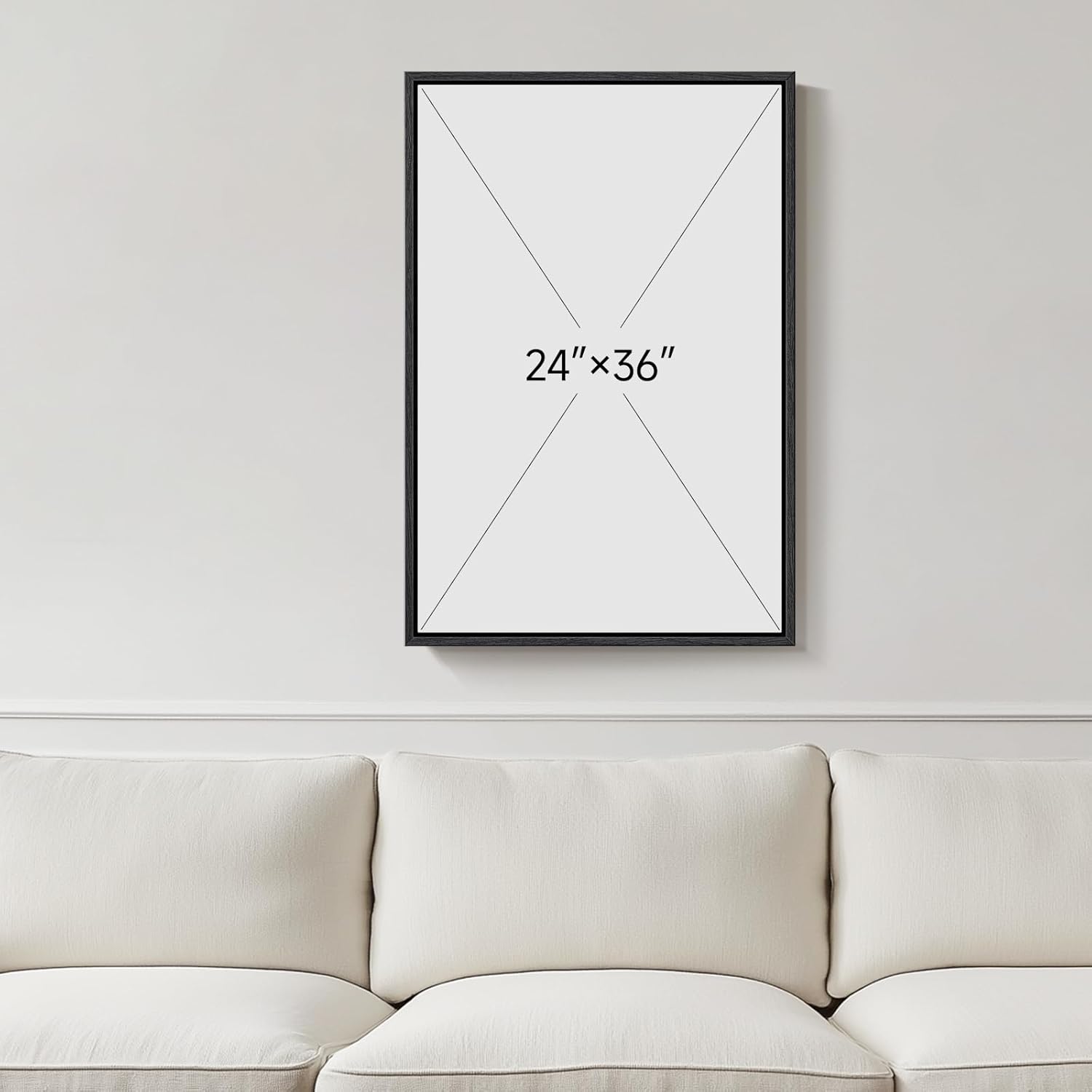 Framed Green Abstract Canvas Wall Art, Modern Art Prints Paintings Artwork for Walls, Minimalist