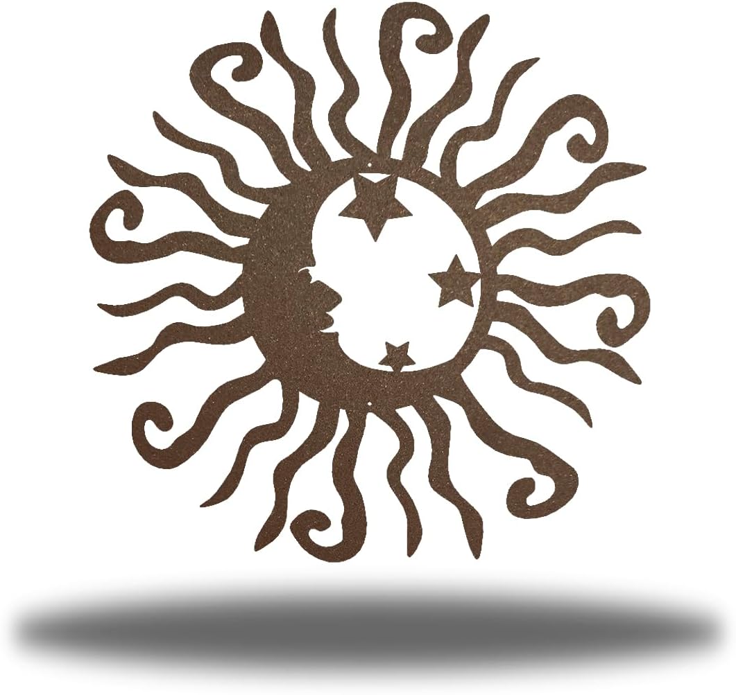 Riverside Designs Wacky Solar Moon Metal Wall Art Steel Outdoor Decor | Heavy-Duty and Waterproof |