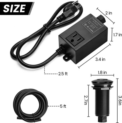Garbage Disposal Air Switch Kit for SinkTop Waste Disposal with Stainless Steel Black Long Air