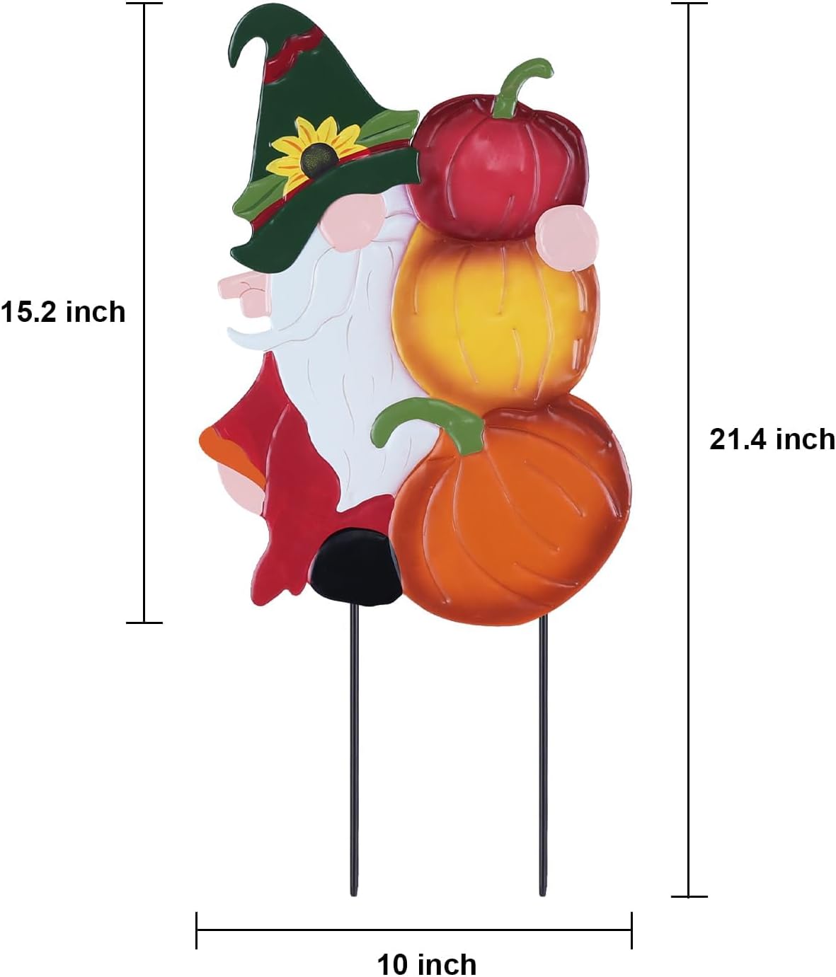 YEAHOME Fall Decorations Outdoor, Metal Gnome with Pumpkin Decorative Garden Stakes for Fall Decor
