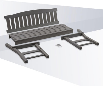 Psilvam 3-Person Outdoor Memorial Bench, All-Weather Poly Lumber Garden Bench, Rot-Resistant