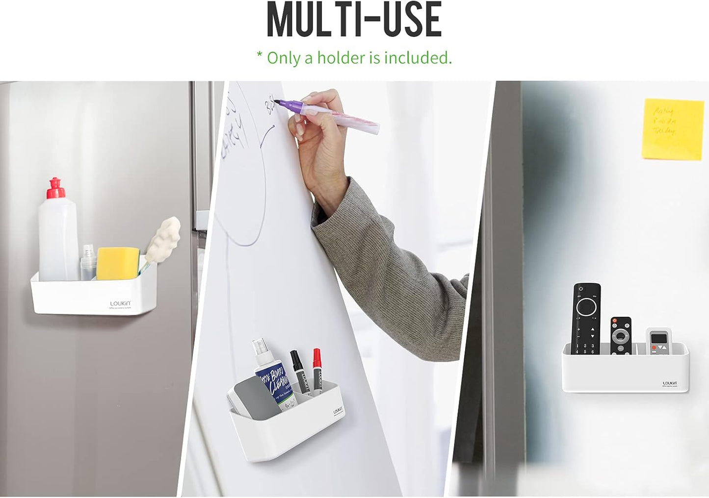 loukin Magnetic Marker Holder Set, Dry Erase Accessory Tray Set, Remote Control Holder, Magnetic