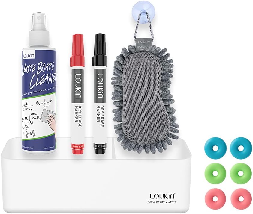 loukin Magnetic Marker Holder Set, Dry Erase Accessory Tray Set, Remote Control Holder, Magnetic