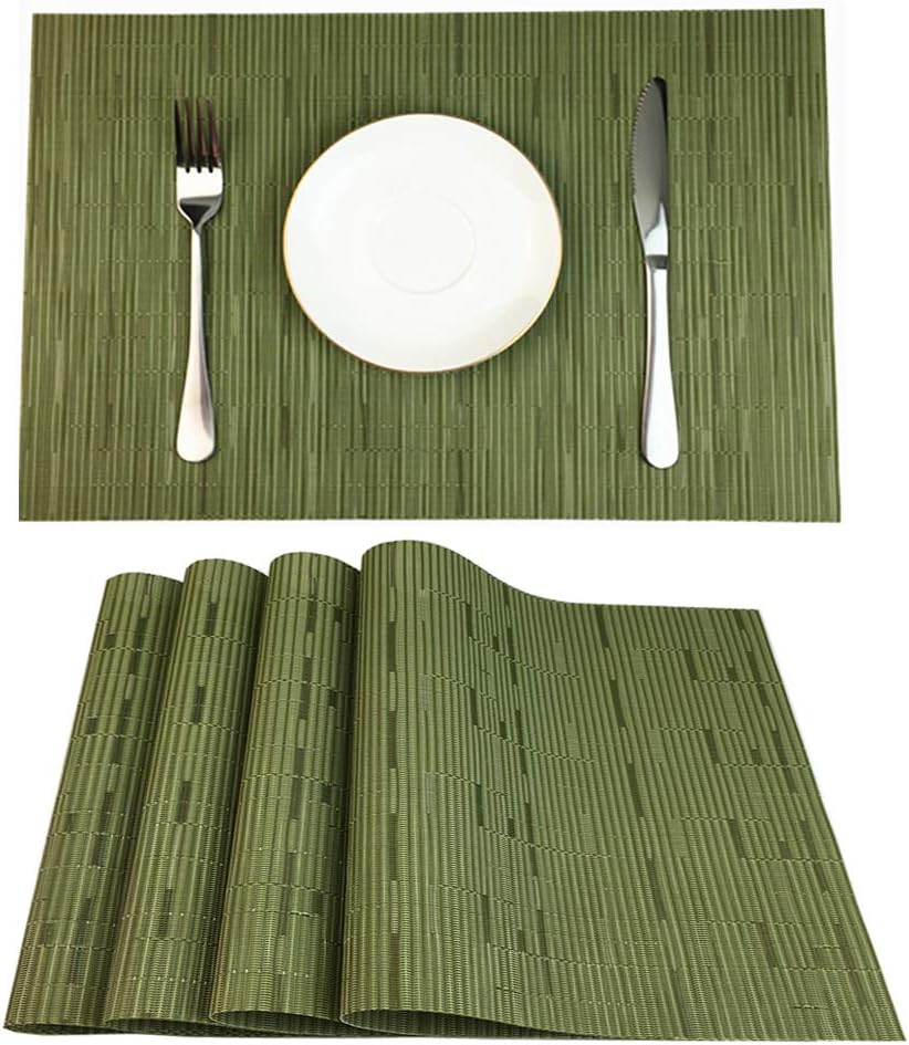 WAZAIGUR Placemats Set of 4 for Dining Table Heat-Resistant Washable Place Mats Woven Vinyl Kitchen