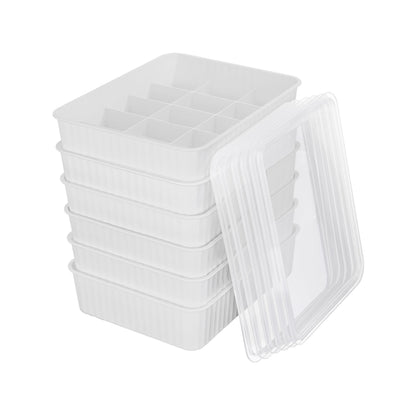 Cetomo 15 Cells Plastic Underwear Sock Drawer Organizer with Lid, Lidded Storage Box with Dividers