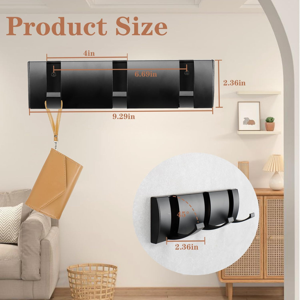 Folding Coat Hooks, Wall Mounted Coat Rack with 3 Retractable Hooks, Heavy Duty Towel Rack for