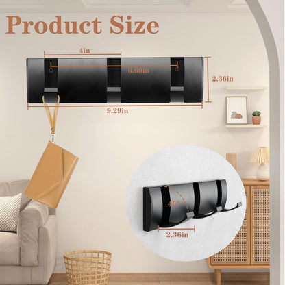 Folding Coat Hooks, Wall Mounted Coat Rack with 3 Retractable Hooks, Heavy Duty Towel Rack for