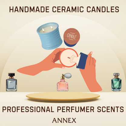 Scented Luxury Candles in Handmade Ceramic Jars, Soy Wax | Day On The Sea – Cypress & Cedar, Large