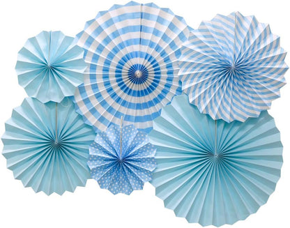 Hanging Paper Fans Party Set, Round Pattern Paper Garlands Decoration for Birthday Baby Boy Shower