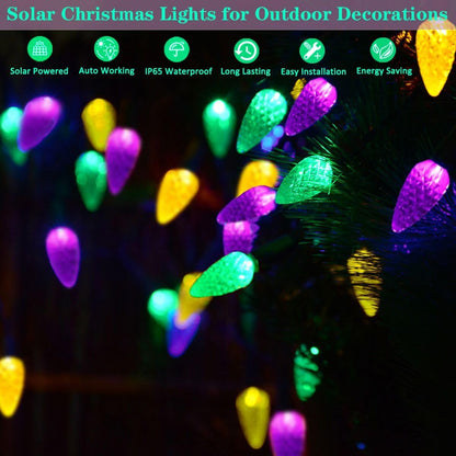 Solar Halloween Lights Christmas Lights C6 Strawberry String Lights Mardi Gras String Lights, 100