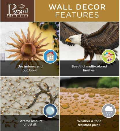 Regal Art & Gift Flamed Copper Large Metal Sun Wall Decor - 29 Inch | Indoor Outdoor Rust-Resistant