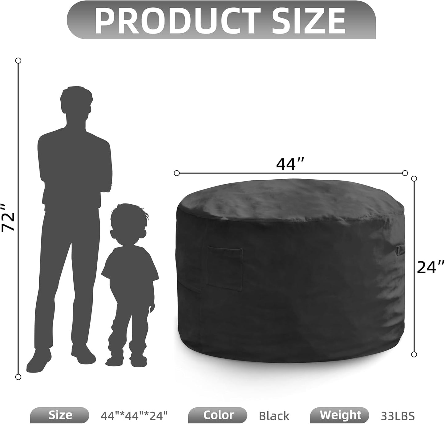 Hobestluk 4FT Bean Bag Chair Giant Bean Bag Chairs for Adults Large Bean Chairs with Removable
