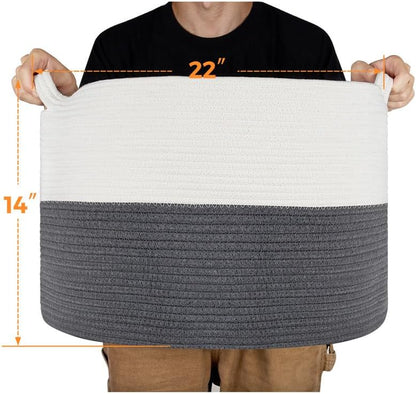 Ravinte Large Storage - 22"x 22"x 14" Blanket Basket for Living Room, Baby Toy Storage, Cotton Rope