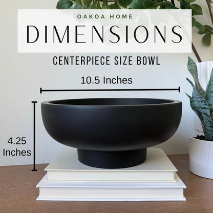 OAKOA Concrete Black Decorative Bowl for Home Decor - Black Fruit Bowl - Modern Pedestal Coffee