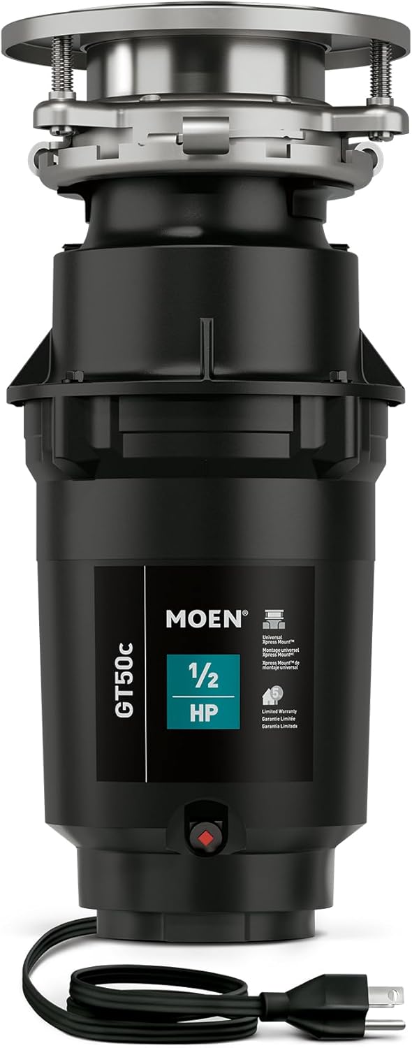 Moen Prep Series Disposer 1/2 Horsepower Continuous Feed Garbage Disposal featuring Fast Track
