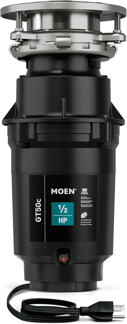 Moen Prep Series Disposer 1/2 Horsepower Continuous Feed Garbage Disposal featuring Fast Track
