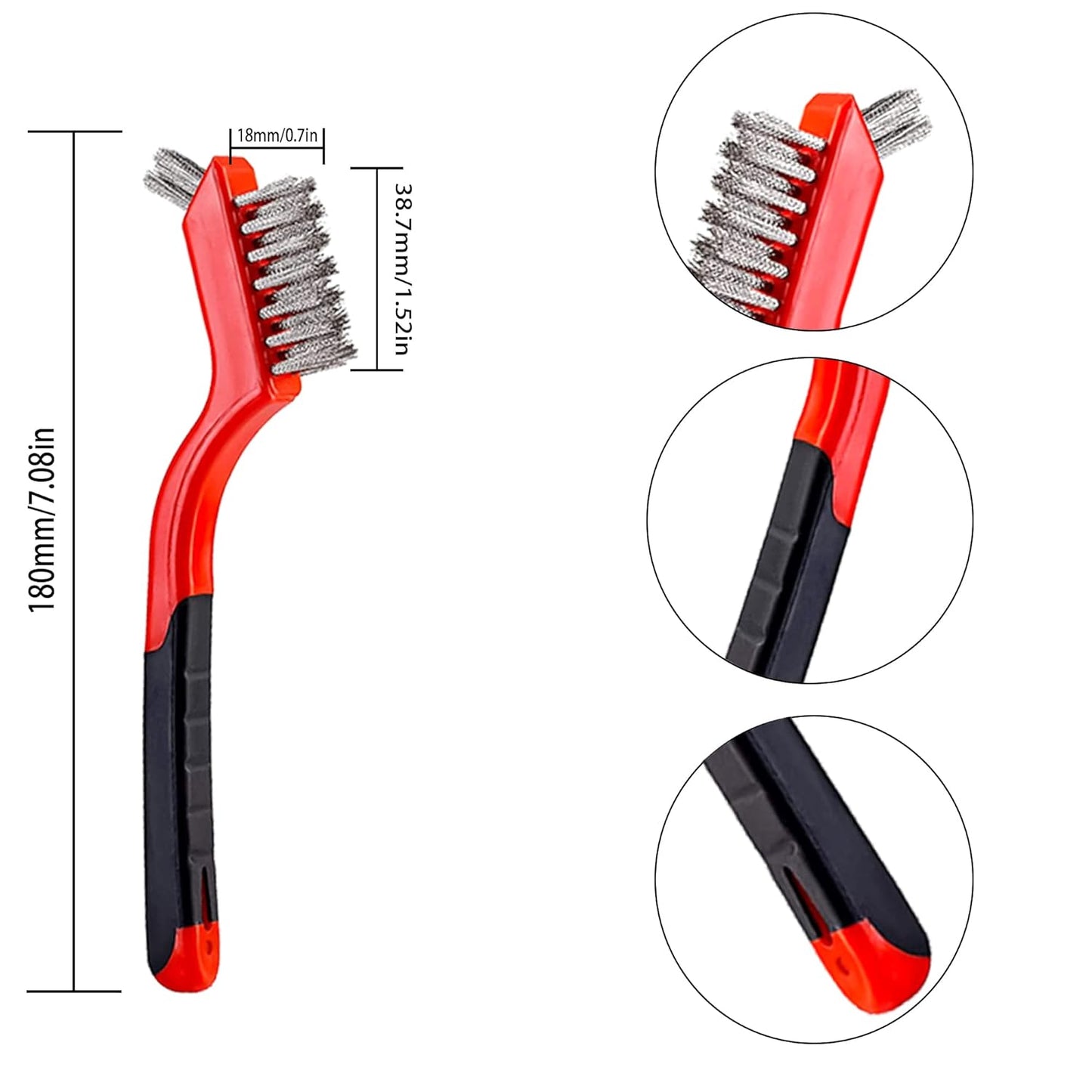 Wire Scratch Brush Set Soft Grip for Rust, Dirt & Paint Scrubbing with Deep Cleaning (18, 18PCS