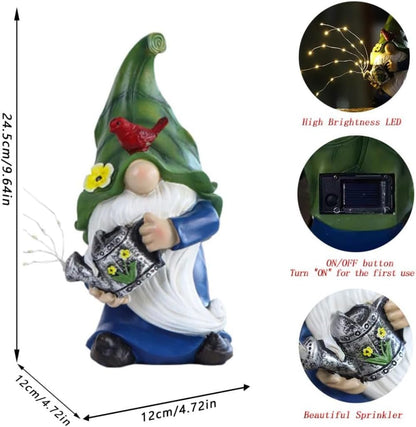 Garden Gnomes Outdoor with LED Solar Light - 11’’Spring Gnomes Decorations for Home/Yard/Patio with
