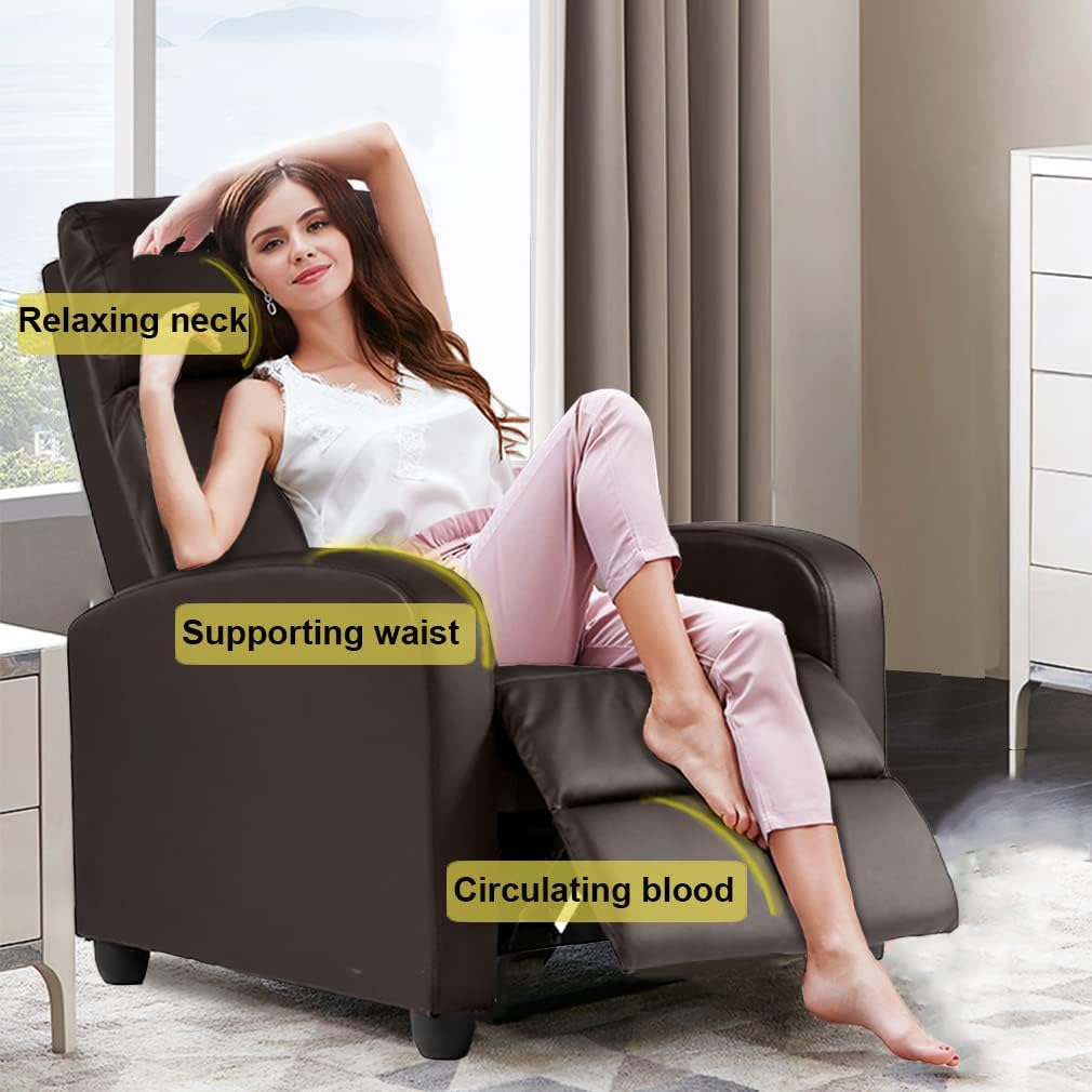 BestMassage | Recliner Chair | No Massage Function | Pu Brown | with Lumbar Support, Adjustable