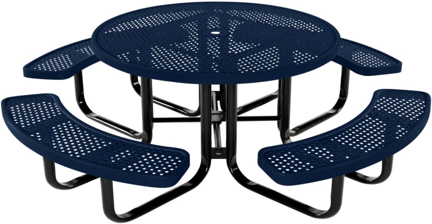 Coated Outdoor Furniture Heavy-Duty Portable Outdoor Kids Table with Umbrella Hole, Punched Steel